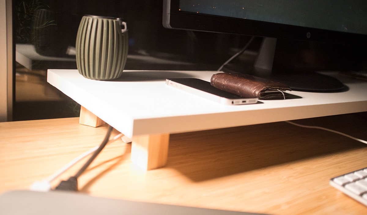 Home desk with a custom monitor stand