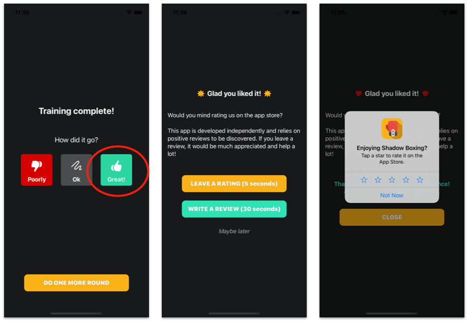 Asking users to rate app